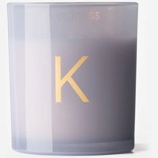 HEMA Kaars in glas ⌀8x9cm letter K (lichtblauw)