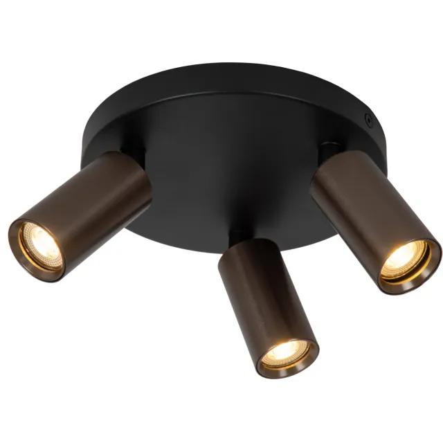 Lucide RITMO - Plafondspot - Ø 18 cm - 3xGU10 (MR11) - Koffie Koffie, Zwart