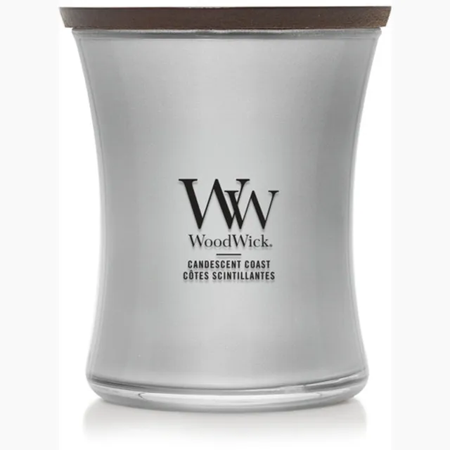 Woodwick Precious Metals - Candescent Coast - Medium Geurkaars - Zilver