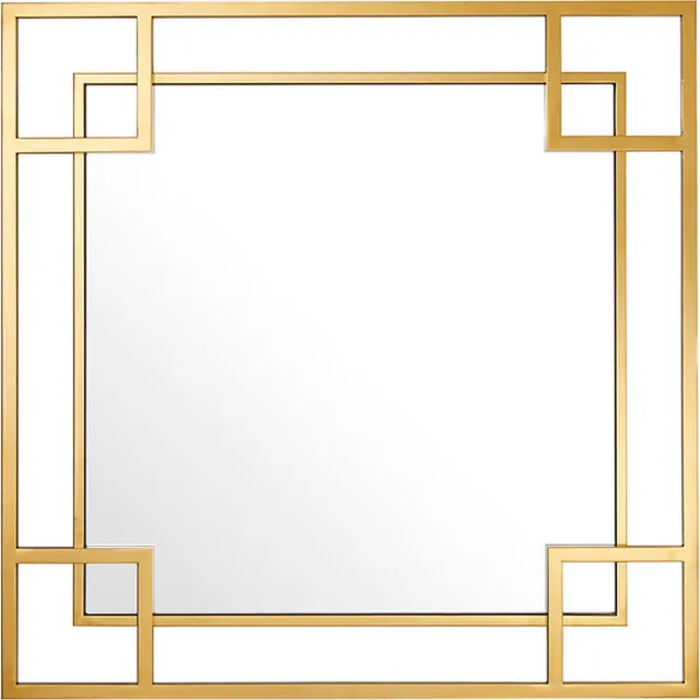 Mbc-Living wandspiegel 100x100cm - rvs gouden rand rvs zilver met spiegel