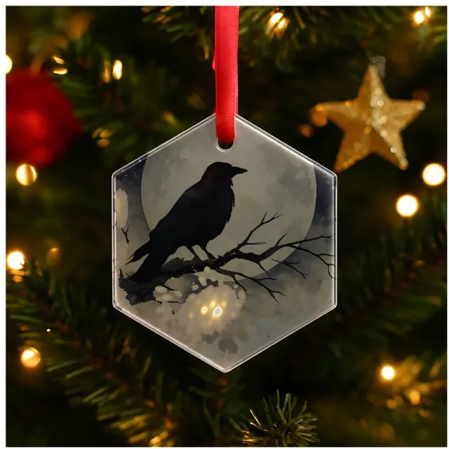 Mr Cadeautjes Glazen hexagon - design Een stille nacht met een andere dierfiguur en een vergelijkb | cadeau Wit