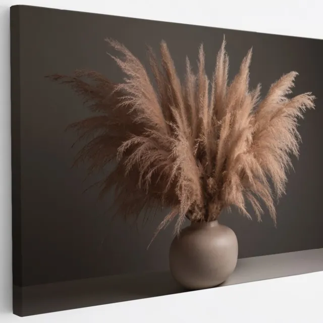 Saammp Canvas Schilderij - Pluimen in een vaas - Bloemen - Natuur - 30x20 - Foto op canvas - Wanddecoratie - Muurdecoratie Woonkamer - Kantoor Decoratie Multicolor