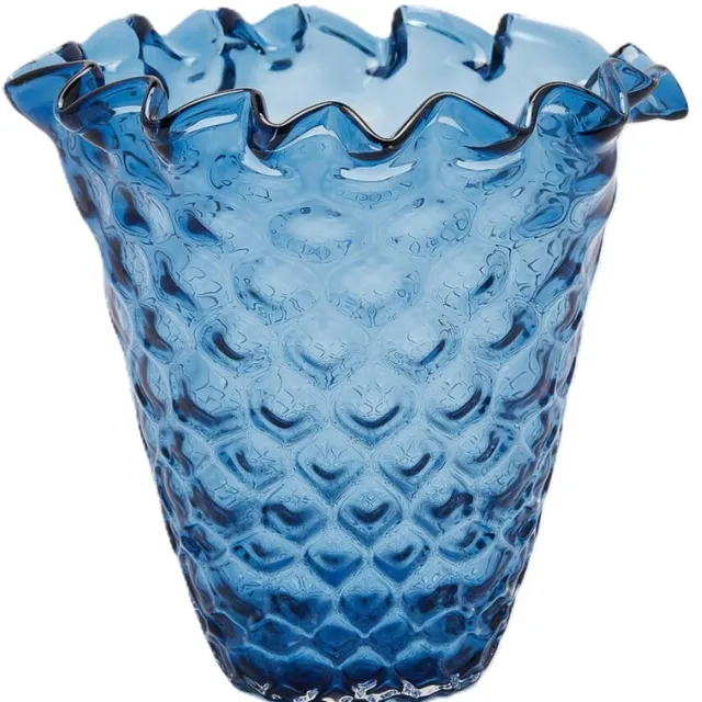 EDG - Enzo De Gasperi EDG - Vaas- Glas - blauw - D27 x H26 cm - Opening 18 cm
