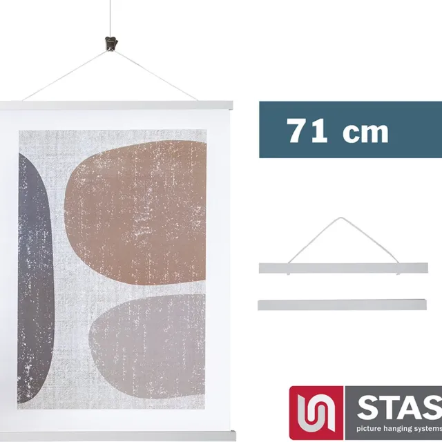 STAS picture hanging systems STAS Posterhanger 71 cm - Hout - Wit - Magnetisch poster ophangsysteem - Posterlijst - Posterklem - Posterhouder