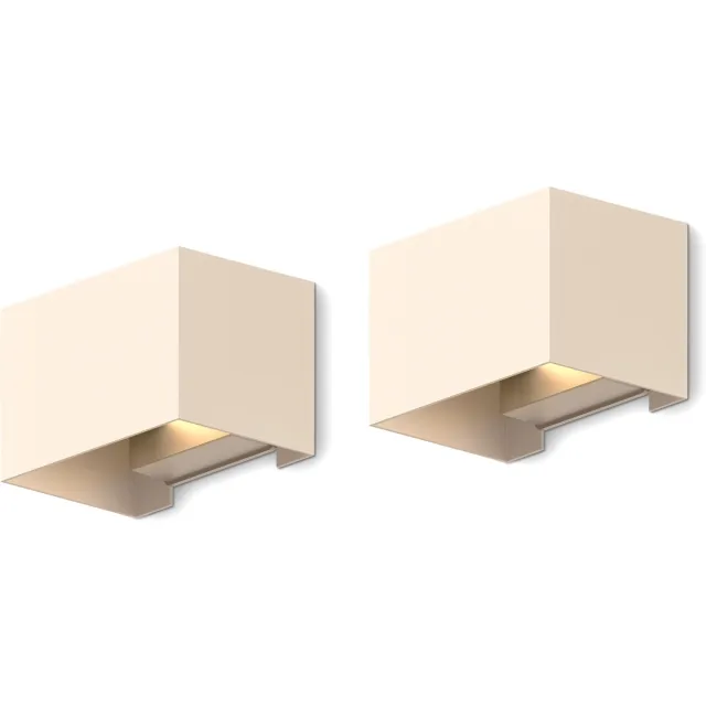 Calex Venice Wandlamp - Buiten & Binnen - Warm Wit up & down Licht - verstelbare Lichtstraal - Waterdicht - Zandkleur - 2-pack