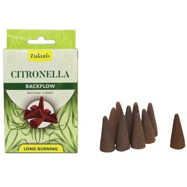 Tulasi Wierook kegeltjes in huisgeur Citronella - 10x kleine kegeltjes - Sterke citrus geur Saffraan