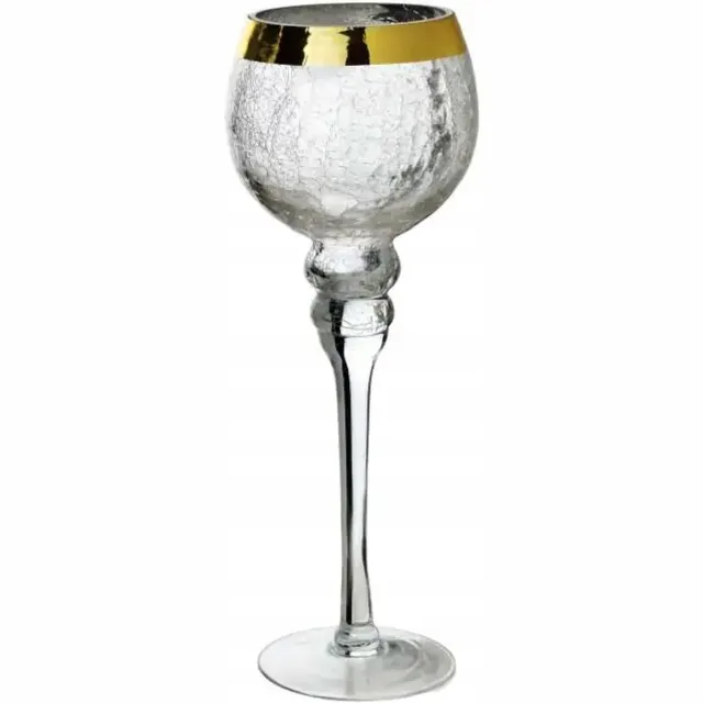 mondex Elegante Glazen Kandelaar Donna Goud 35cm