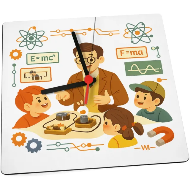 Mr Cadeautjes Klok 19 x 19 - design Een vrolijke docentengebruikte schoolposter met een andere v | cadeau Wit