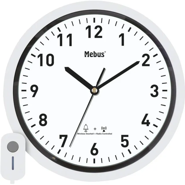 Mebus 41824 Radiograf. wandklok met deurbel White / Black