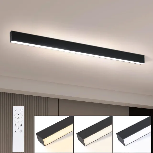 Glitzerlife Plafondlamp Led Plafondverlichting - Dimbaar CCT Geheugenfunctie Flikkervrij - 29W 2320lm - 100cm - Zwart