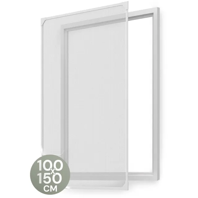 O'DADDY Magnetische Raamhor - 100x150 cm - Aanpasbaar Vliegengaas - Met Witte Rand en Zwart Gaas - Horrengaas - Veelzijdig en Gemakkelijk te Monteren