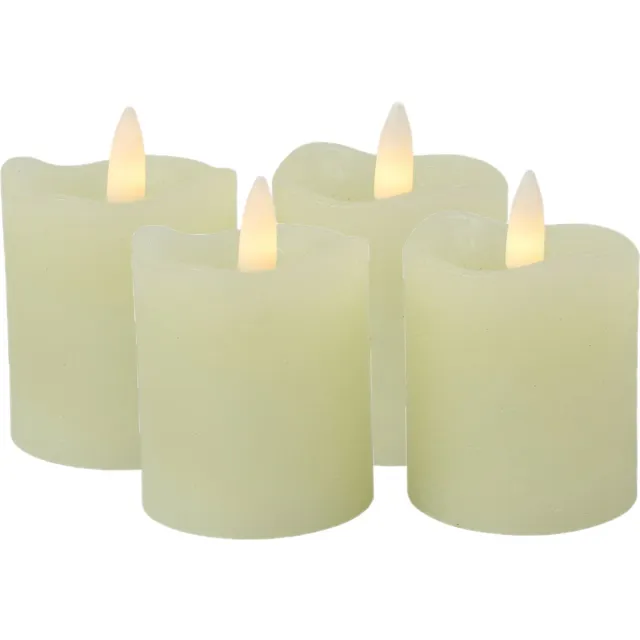 Countryfield LED kaarsen/stompkaarsen - 4x st - creme wit - D5 x H7,2 cm - timer - warm creme wit