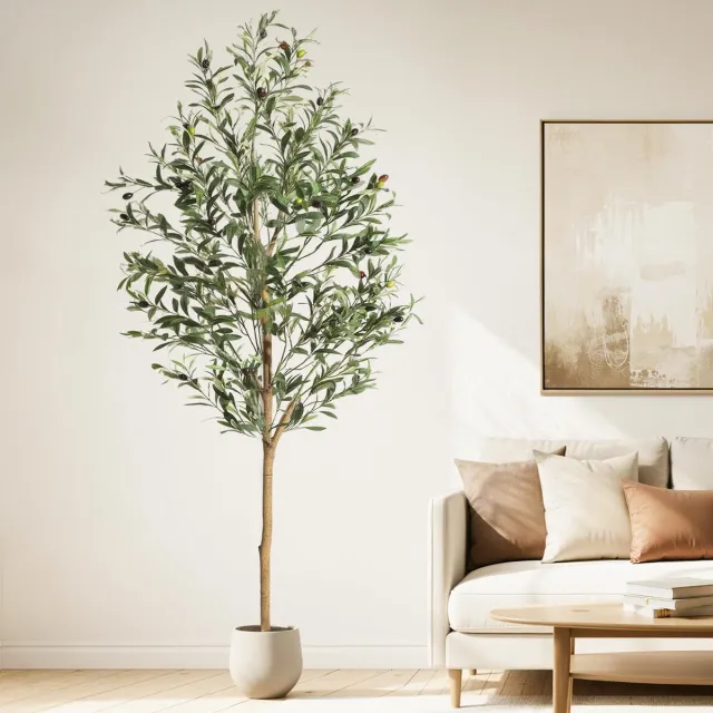 Unyqoos Realistisch ogende kunstolijfboom voor stijlvolle binnen- en buitendecoratie Olijfgroen