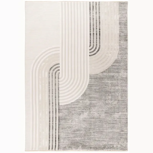 Dutch XXL Laagpolig Vloerkleed | Tapijt | Vista | Bogen | Zilver | 200x290 cm