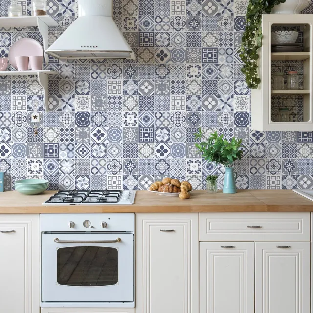 Ambiance Sticker Muurstickers - Zelfklevende tegelmuurstickers voor keuken en badkamer - 60 TALISIA tegelstickers - 60 stickers 20x20cm Multi color