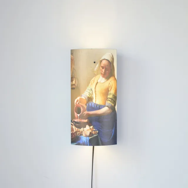 Packlamp Wandlamp - Het melkmeisje - Vermeer - 29 cm hoog - ø12cm - Inclusief Led lamp multikleur