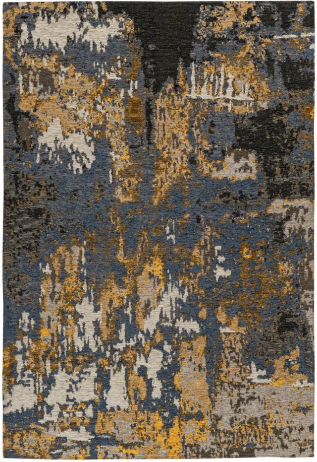 Padiro design laagpolig vloerkleed 80 x 150 cm - oker - modern abstract ontwerp - voor vloerverwarming - van modacryl, katoen en polyester grijs