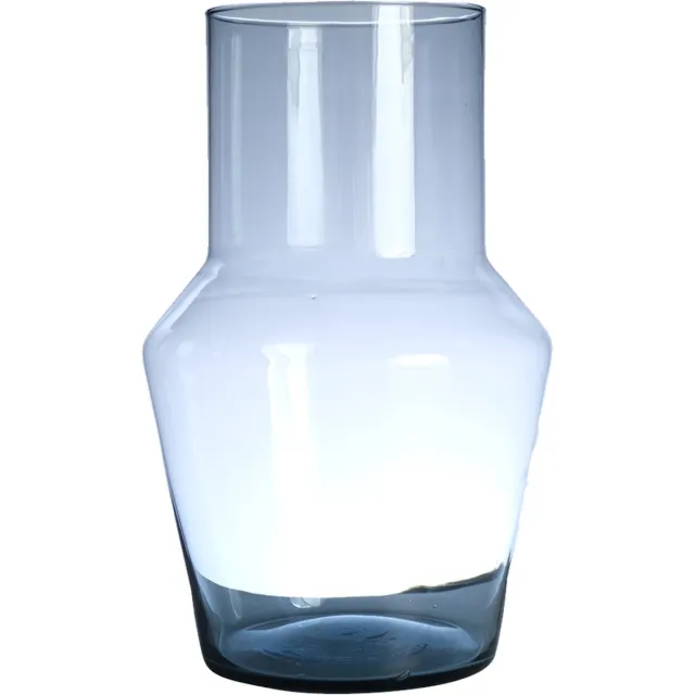 Hakbijl Glass Bloemenvaas Evie - transparant - eco glas - D14 x H25 cm - hoekige vaas