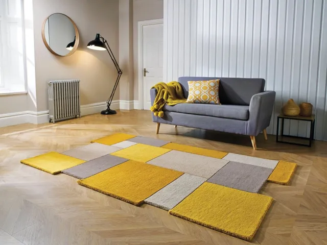 flycarpets Abstract Modern Stracto Collage - Organische Vorm Vloerkleed - Rood - 150x240 cm Geel