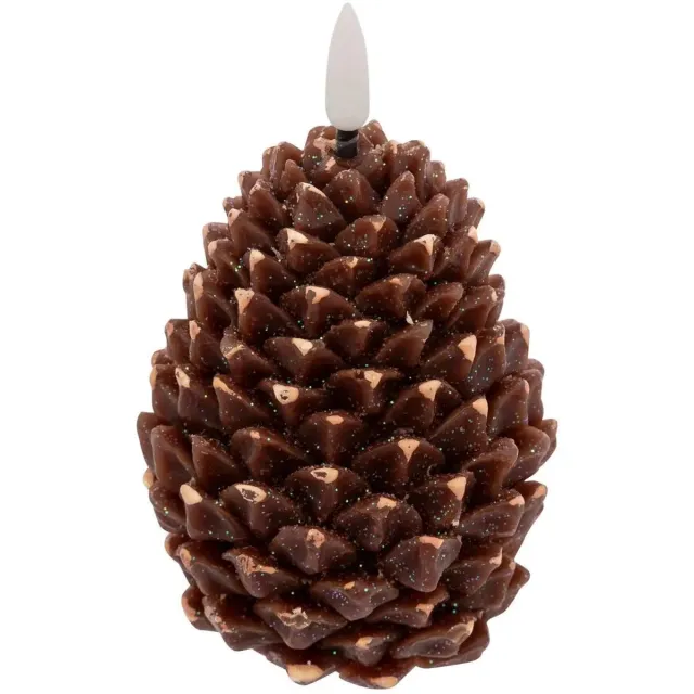 Feeric lights & Christmas Feeric Christmas LED dennenappel kaars - bruin - 13 x8 cm - inclusief batterijen