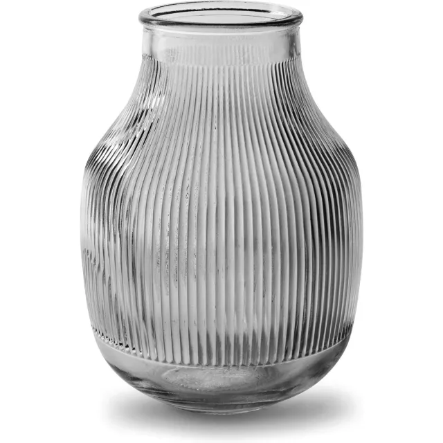 Jodeco Bloemenvaas - smoke grijs/transparant glas - H22 x D15.8/11.3 cm Lichtgrijs
