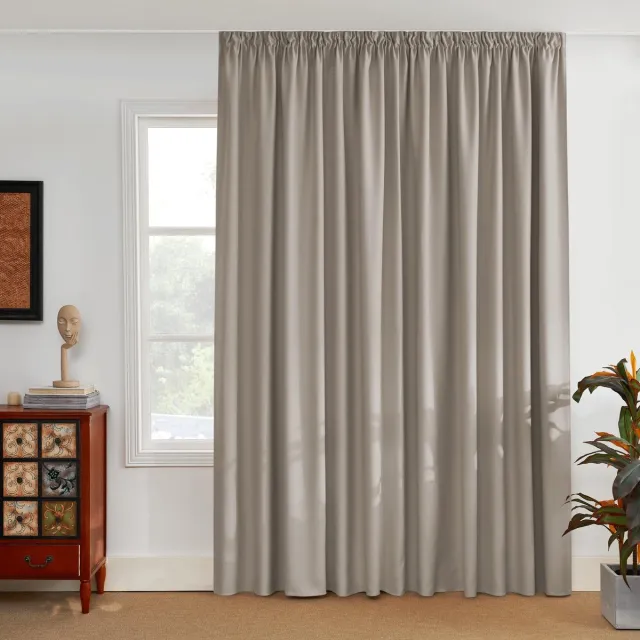 Famanu Verduisterend gordijn met plooiband, 1 stuk, 300x260 cm, kleur zand Zwart