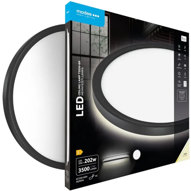 Modee Plafondlamp LED - ø 48cm - 30W - Plafonnière - Neutraal Wit Licht - Rond - Zwart - Per Stuk