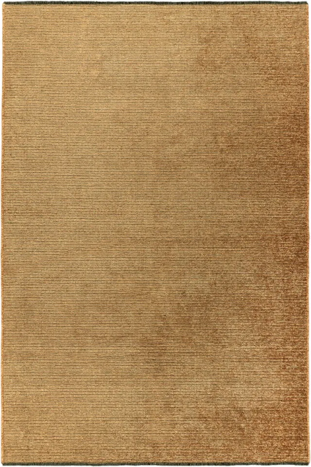 Padiro stijlvol laagpolig vloerkleed 200 x 290 cm - oker - modern effen ontwerp - voor binnen en buiten - van polyester en katoen geel