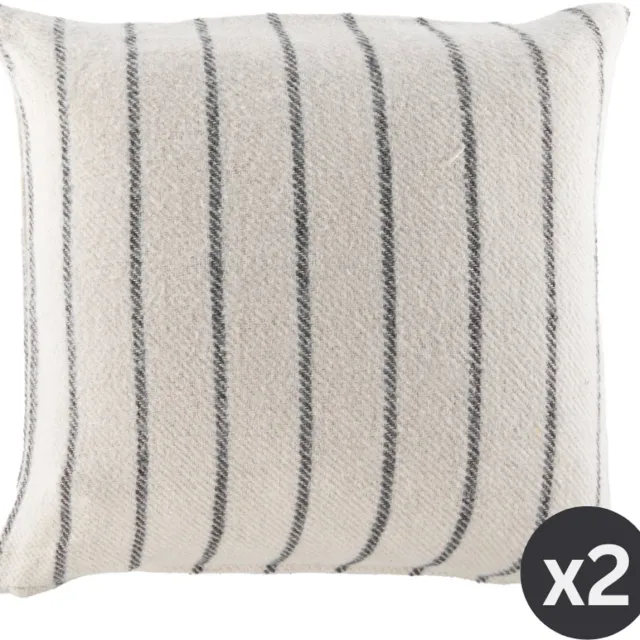 Tiseco Kussen ALMA (gevuld) - SET/2 - gestreept - 45x45 cm, zwart BLACK