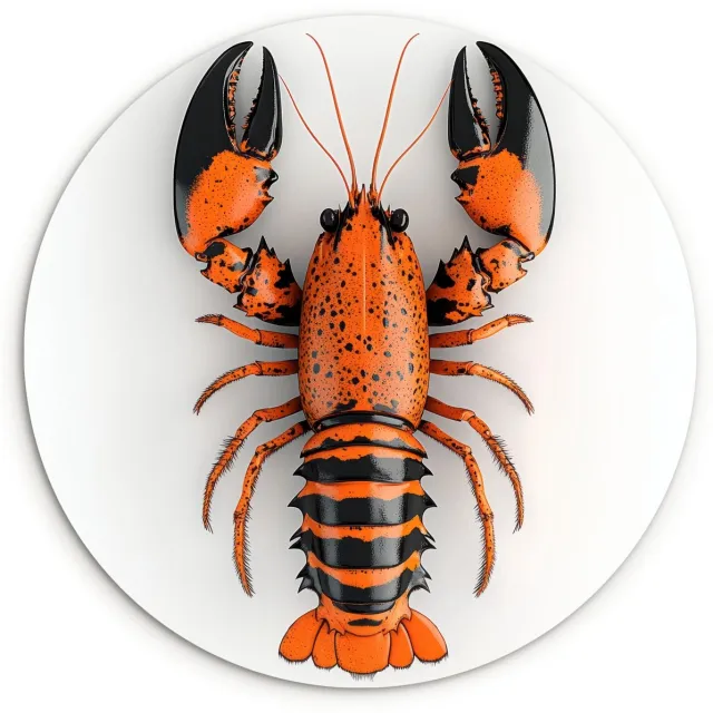 WallCircle Wandcirkel 140x140 cm - Muurcirkel Kreeft - Zwart - Oranje - Wit - Uniek - Muurdecoratie woonkamer - Wanddecoratie slaapkamer - Kamer decoratie accessoires - Ronde schilderijen