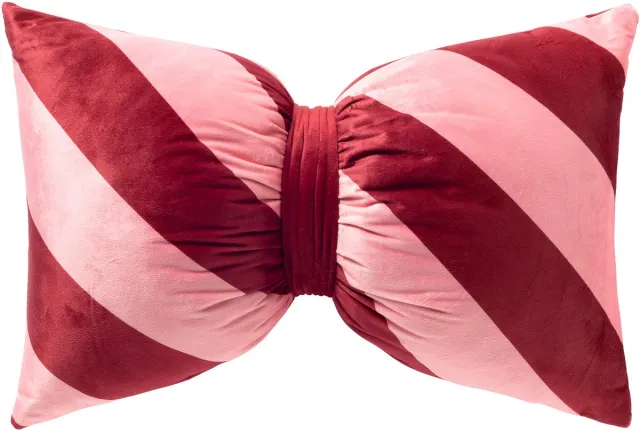 Textino JINGLE-PILLOW - sierkussen 30x50 cm - strikvorm - gestreept - Peony - roze, rood