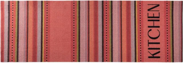 MD-Entree MD Entree - Keukenloper - Vloerkleed - Machinewasbaar - Cook & Wash - Woven Stripes Red - 50 x 150 cm Rood