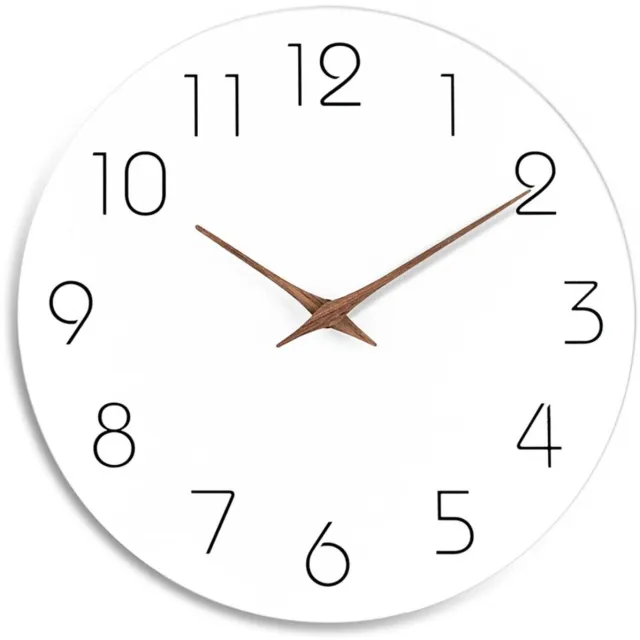 Tovbmup Wandklok - Muurklok - Klok - Keukenklok - Stil uurwerk - Wandklok met cijfers - Diameter 25 cm - Wit