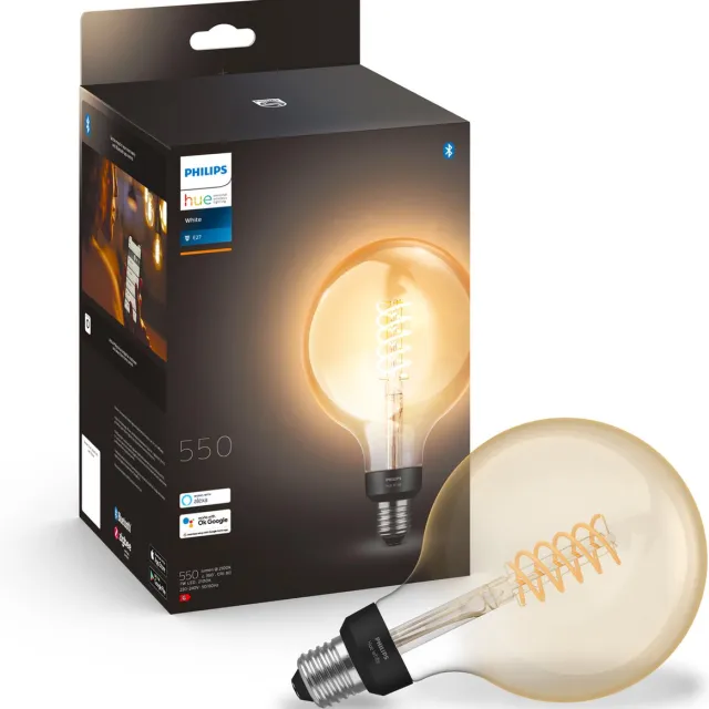 Philips Hue filament globelamp G125 - warmwit licht - 550 lumen - E27 - 1 stuk