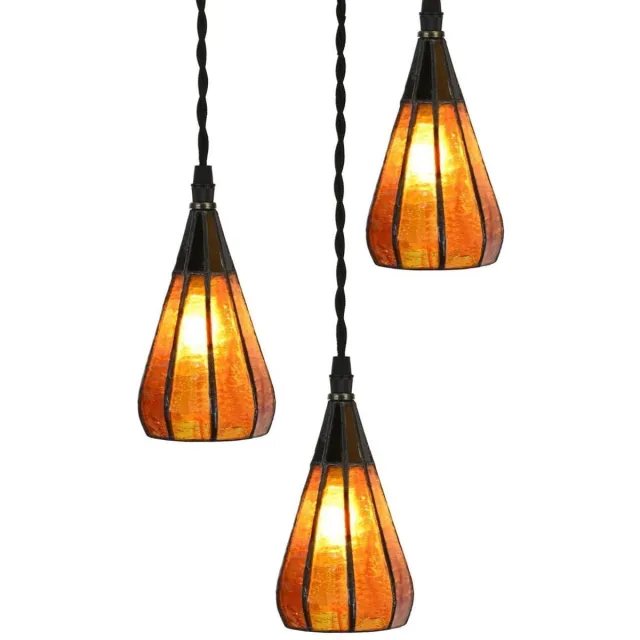 Coloured by Art 3 lichts Tiffany Kroonluchter Drop - Art Deco Trade Oker