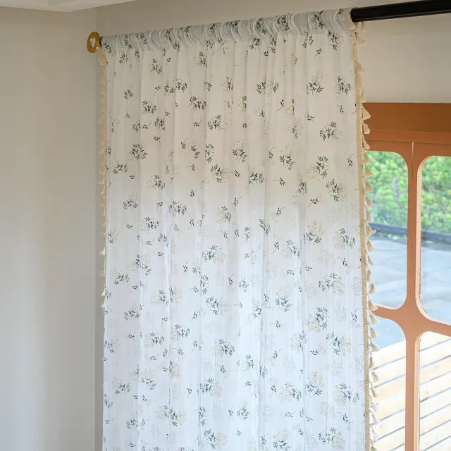 PZCC Gordijn - Kleine raamgordijnen - Boho Gordijn - Bloemengordijn - Katoenen Raamgordijn - Vintage Boho Gordijnen - Woonkamer Slaapkamer - 140 x 140 cm - Bloemen