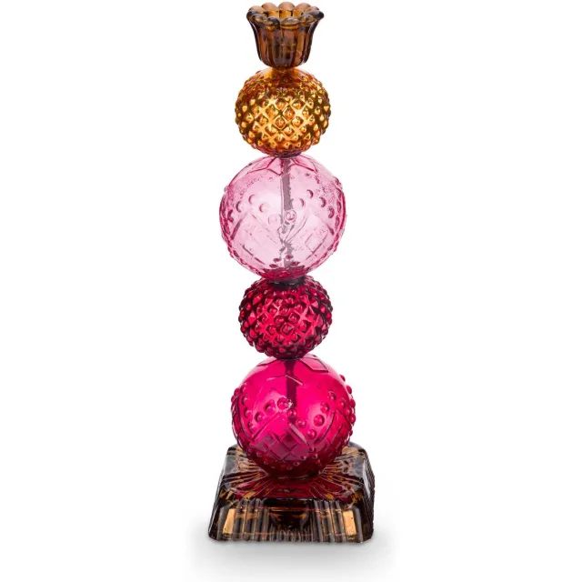 Pip Studio Kandelaar Bead - Rood / Geel - Glas - 30 cm Veelkleurig
