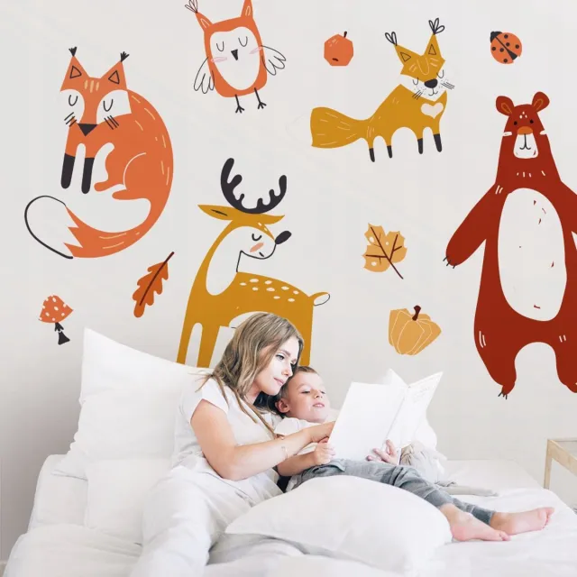 Wallvy Muursticker - Leśne Zwierzęta - 100x200cm - Hoogwaardige Matfolie Bruin