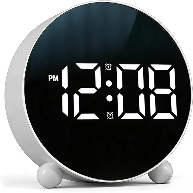 VHV Digitale Wekker met LED Display - Wekker voor Slaapkamer met Snooze Functie - Batterij en USB Gevoed - Moderne Nachtkastje Klok - Wit