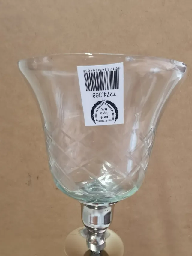 Boltze Windlicht glas - los glas - Baroque - Geslepen - 10x10cm. - Kelk Helder