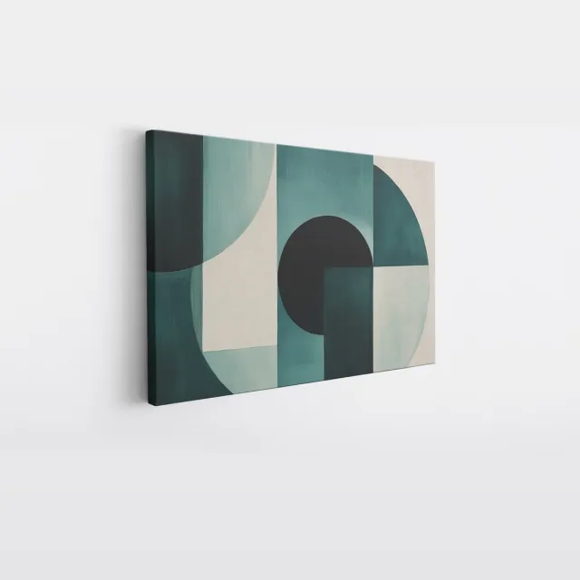 Saammp Canvas Schilderij - blauw cirkelvormig - Abstract - 90x60 - Foto op canvas - Wanddecoratie - Muurdecoratie Woonkamer - Slaapkamer decoratie - Canvas Print Multicolor