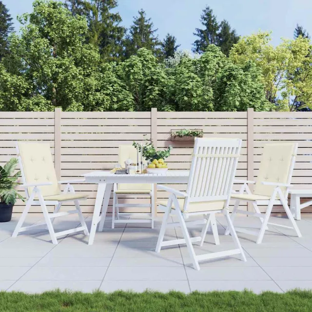 vidaXL Tuinstoelkussens 4 st hoge rug 120x50x2 cm stof crèmekleurig