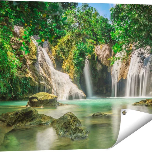 Gards Tuinposter Tropische Waterval - 80x60 cm - Tuindoek - Tuindecoratie - Wanddecoratie buiten - Tuinschilderij Multikleur