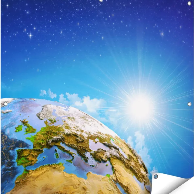 Gards Tuinposter Aarde vanuit de Ruimte op Europa - 90x90 cm - Tuindoek - Tuindecoratie - Wanddecoratie buiten - Tuinschilderij Multikleur