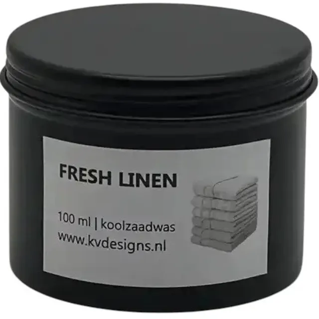 Geurkaars 100ml – Fresh Linen – Handgemaakt van Koolzaadwas – 40 branduren – KV DESIGNS