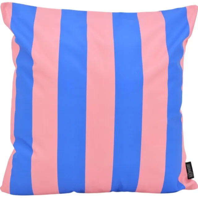 Gek op Kussens! Streep Blauw/Roze Kussenhoes | 45 x 45 cm | Katoen/Polyester