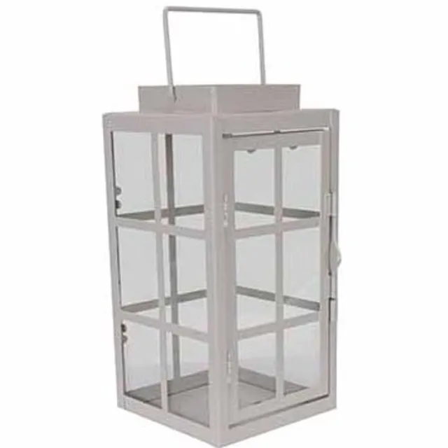 Cosy @ Home Lantaarn Louis Grijs 11x10,6xh21,3cm Vie Rkant Metaal-glas