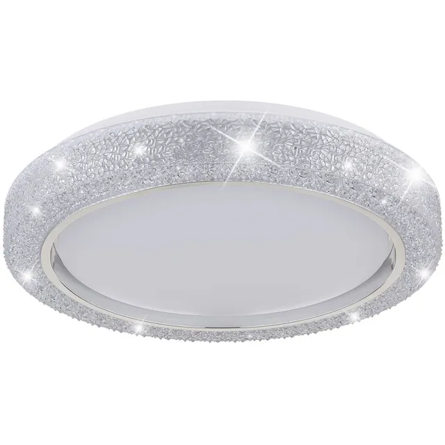 Globo Lighting Plafondlamp Eetkamerlamp LED designlamp met kristallen, metaal kunststof, 1x LED 24 watt 1400 lumen neutraal wit, D 40 cm zilver
