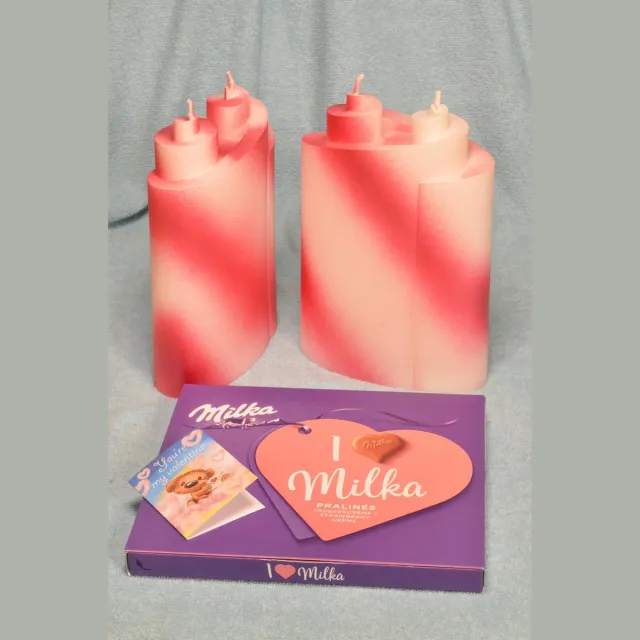 MilaNNE Piaf kaars "MORE LOVE", het meest romantische geschenk voor Valentijnsdag 2023 - Nu met gratis doos Milka Pralines en een Valentijnsdag geschenkkaartje - BEKIJK VIDEO wit