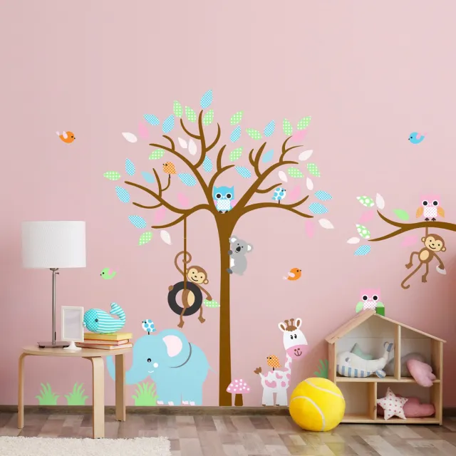 Ambiance Sticker Muurstickers - Prachtige jungledieren - Zelfklevende stickers - 110x145cm Multi color